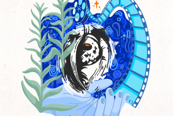 Sensory deprivation illustration depicting visualization