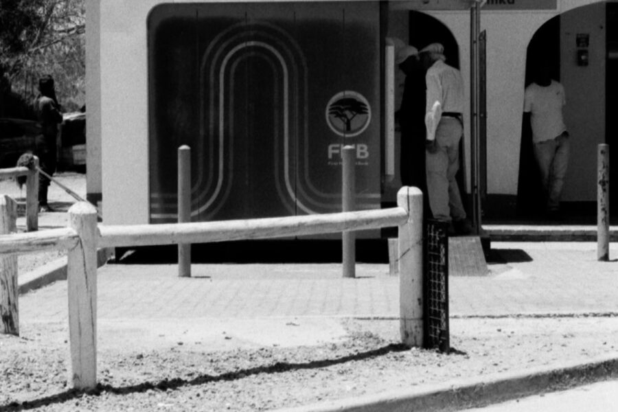 Black and white shot of a building in South Africa